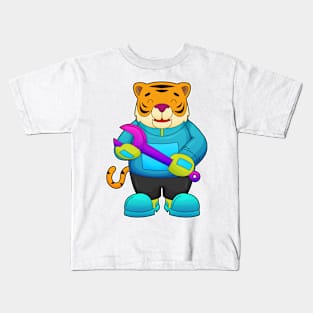 Tiger as Mechanic with Wrench Kids T-Shirt